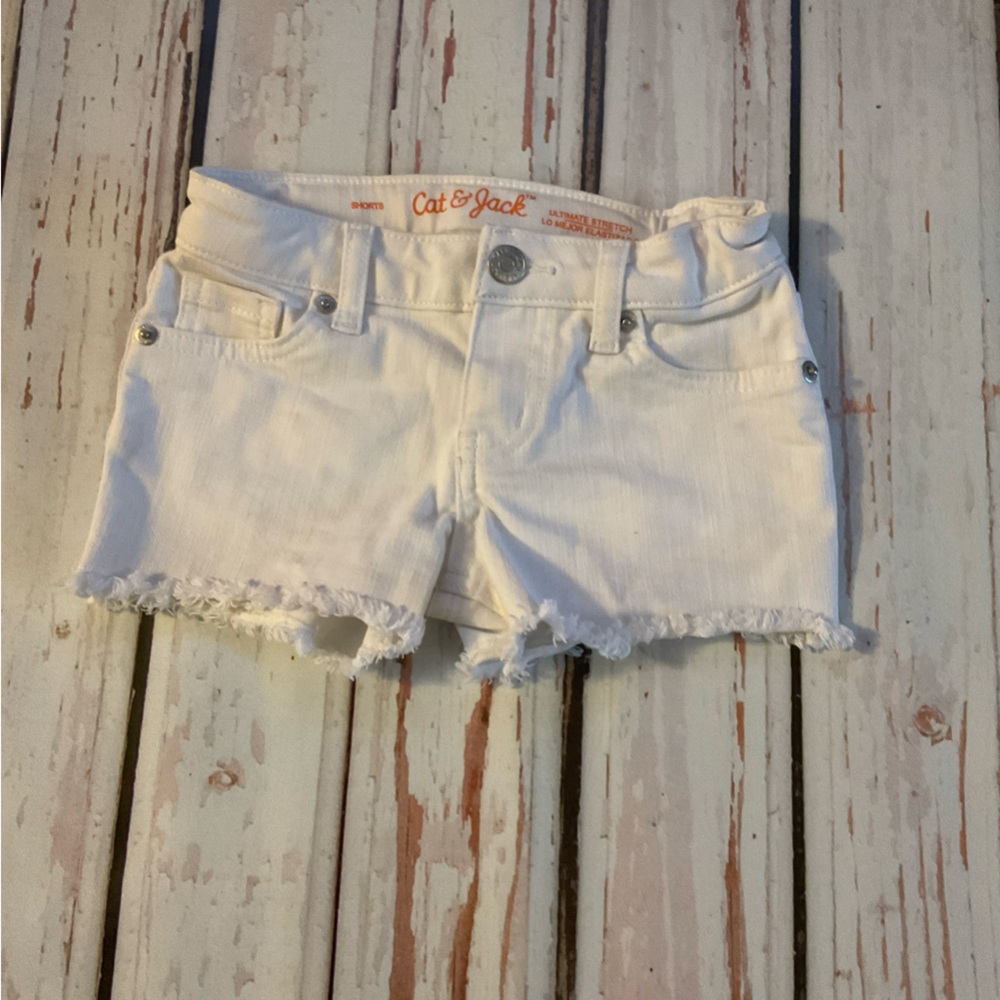 Cat & Jack White Frayed Jean Shorts